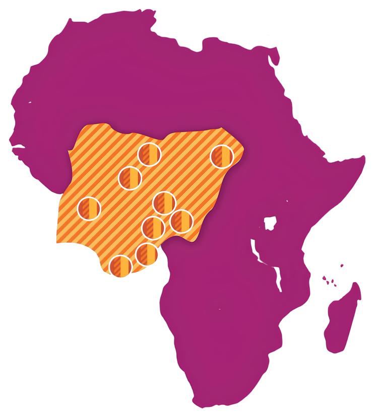 Map of Africa with Nigeria highlighted
