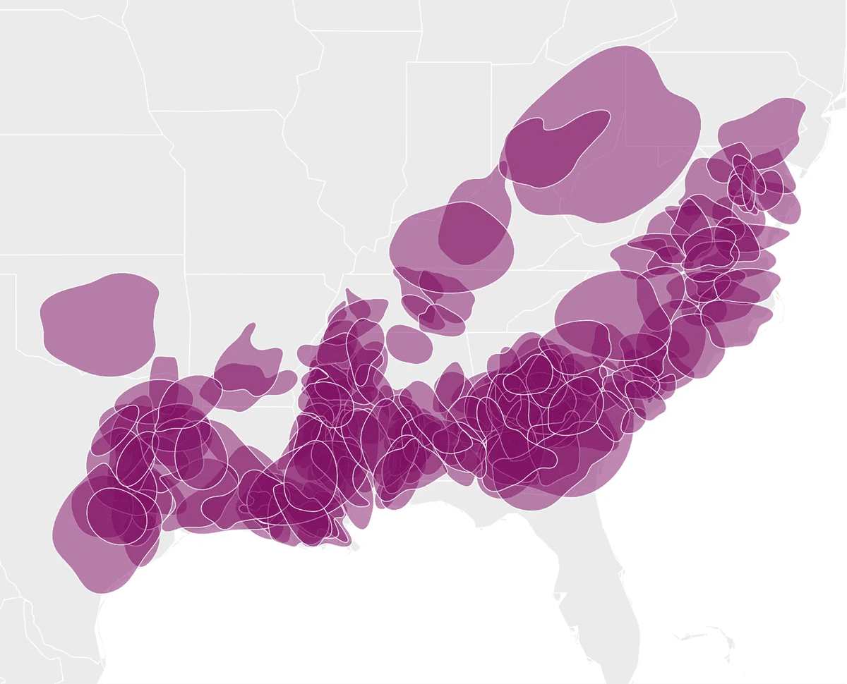Map showing 200+ African American genetic groups in the United States