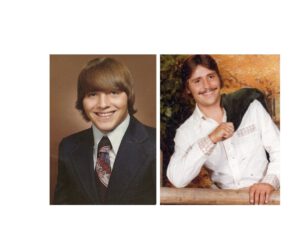 David, left, in his graduation picture. His biological half brother Kevin at around the same age. The two only recently met.